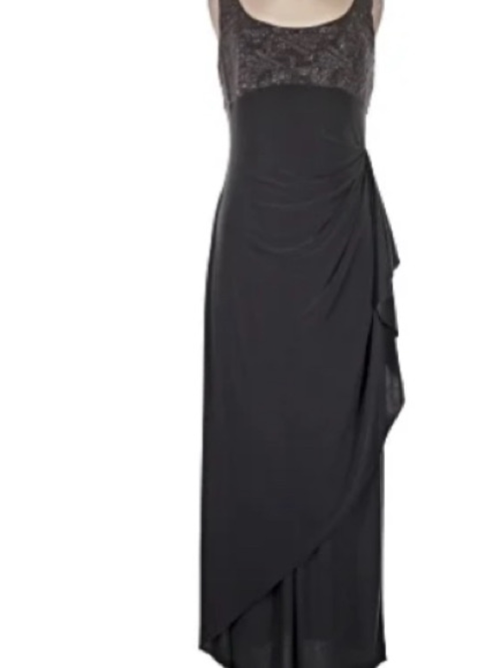 Alex Evenings Midnight grey Draped Maxi Gown